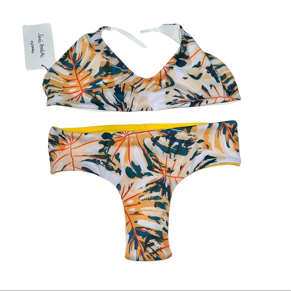 NWT Kalokini Bikini Floral Lani Bralette White Yellow Size XS/Small